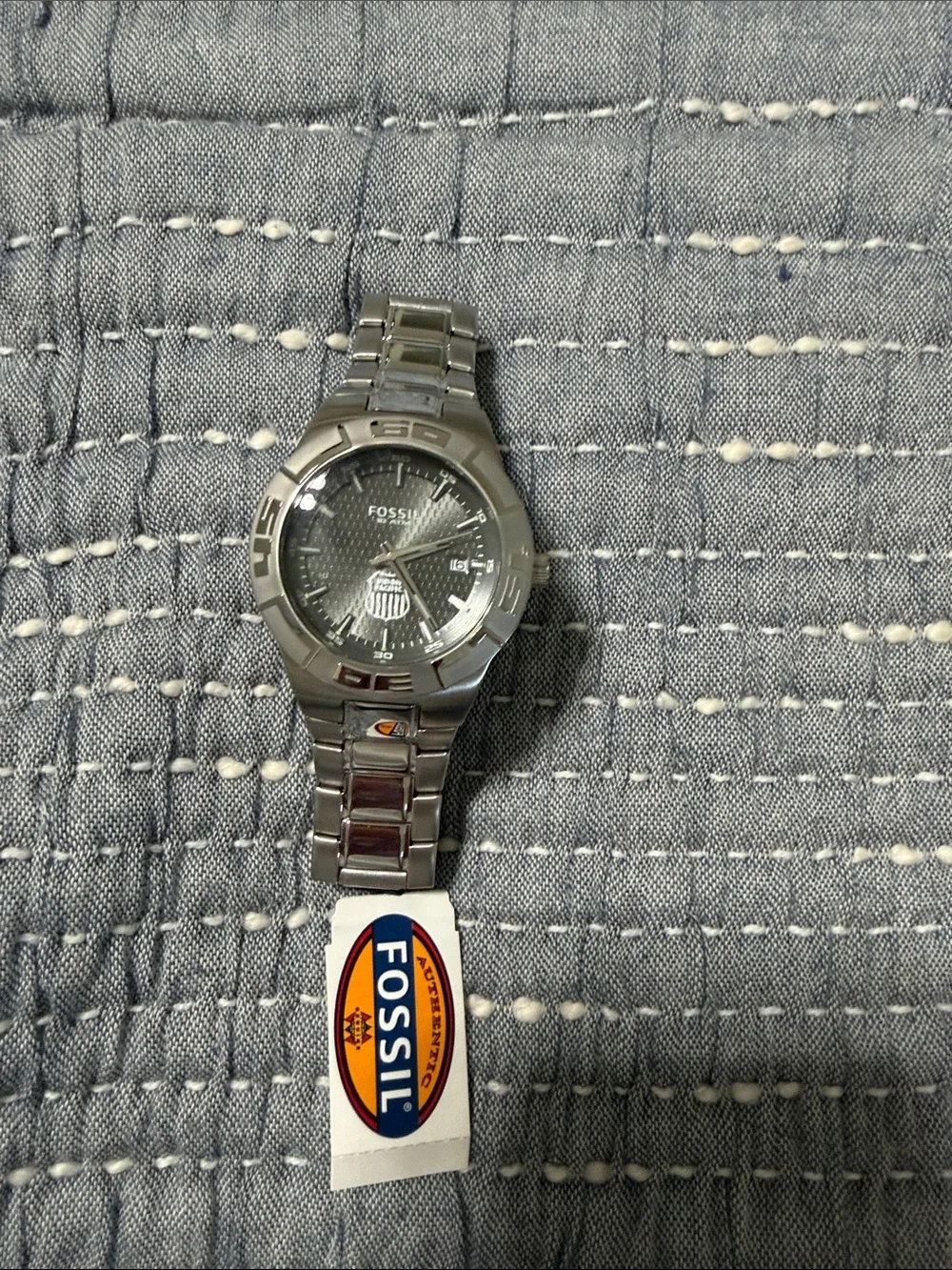 NWT Fossil Union Pacific Silver Stainless Steel Men’s Watch